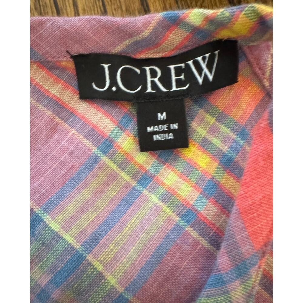 J. CREW Amber 100% Linen Madras Plaid Tank Top Beach Preppy Size M - Picture 5 of 6